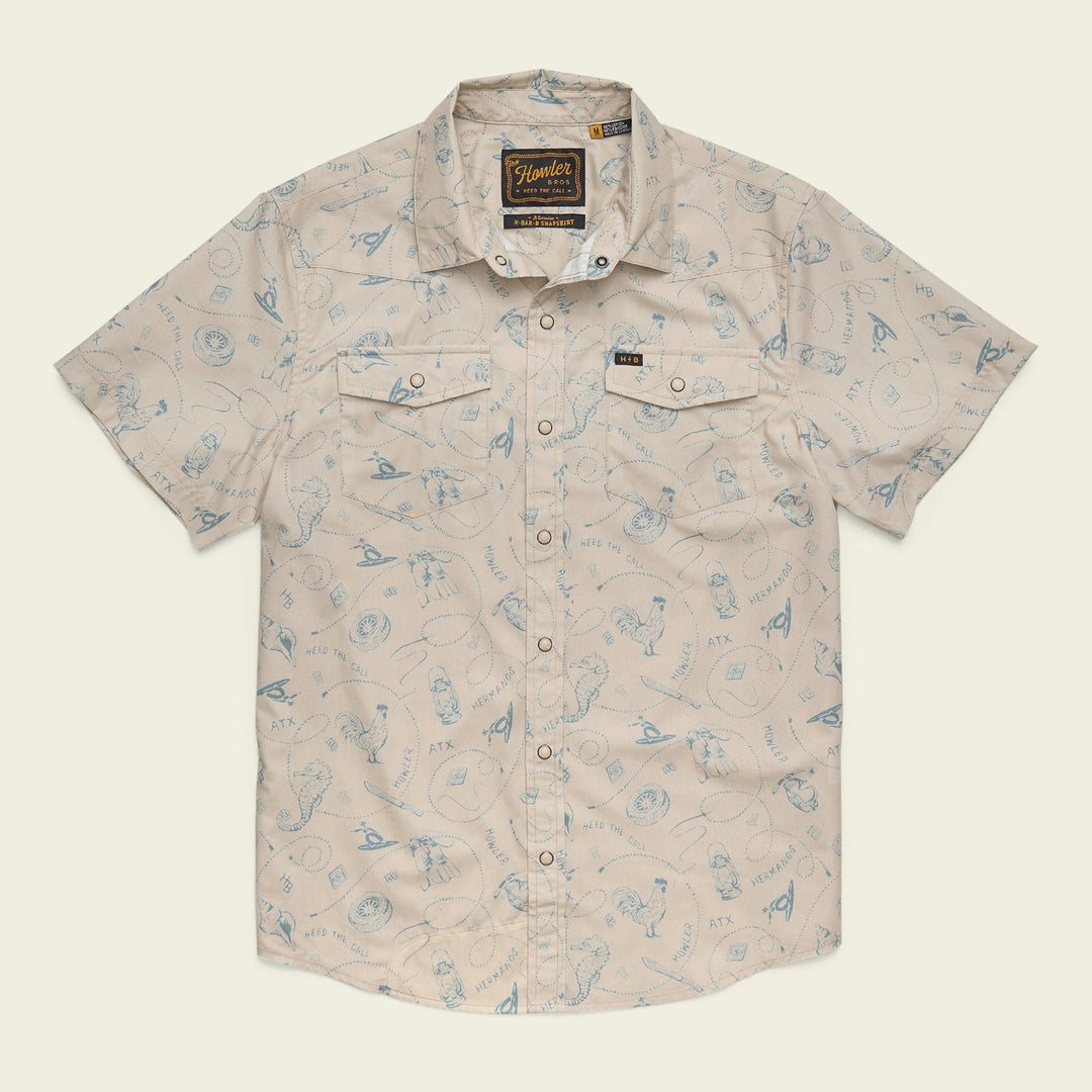 Howler Brothers H Bar B Snapshirt, Sea Rodeo : Sand, front view