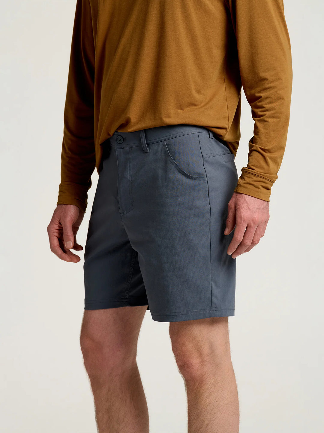Free Fly Men's Topogrid Short, Storm Cloud, front view