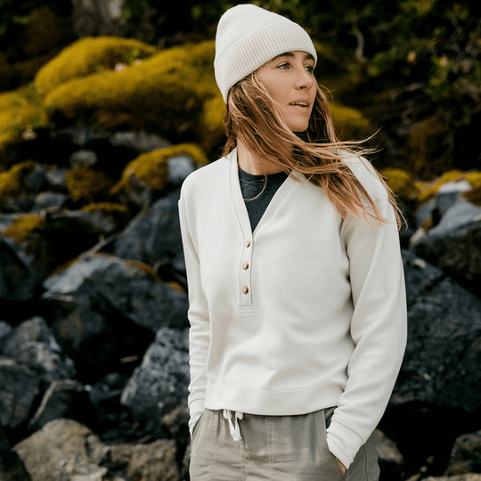 Free Fly Apparel Women's Waffle Long Sleeve Henley | Tailwaters Fly Fishing