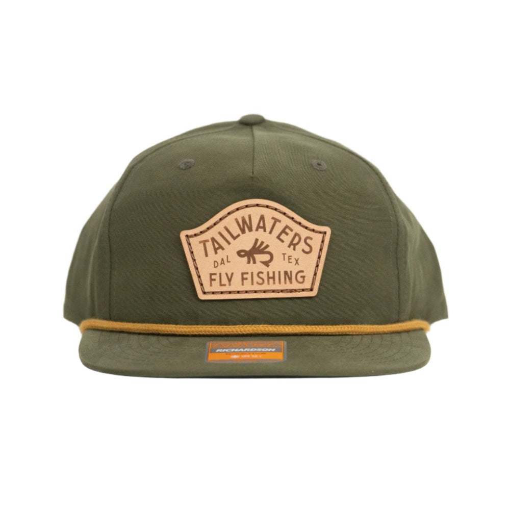 Tailwaters Fly Fishing Trout Fly Logo Leather Patch Hat | Tailwaters Fly Fishing