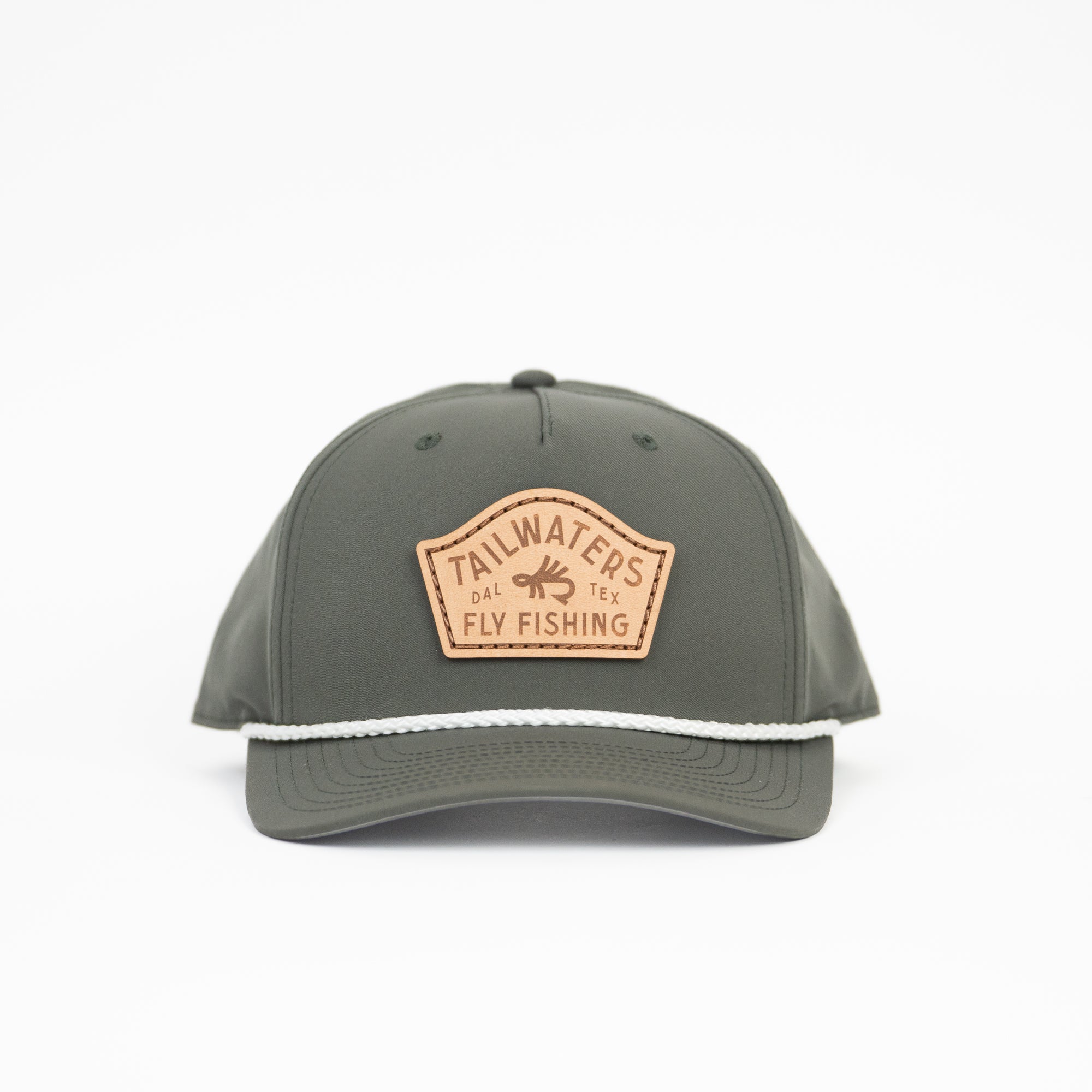 Tailwaters Fly Fishing Trout Fly Logo Leather Patch Hat
