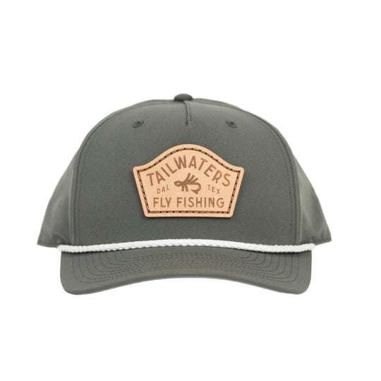 Tailwaters Fly Fishing Trout Fly Logo Leather Patch Hat | Tailwaters Fly Fishing