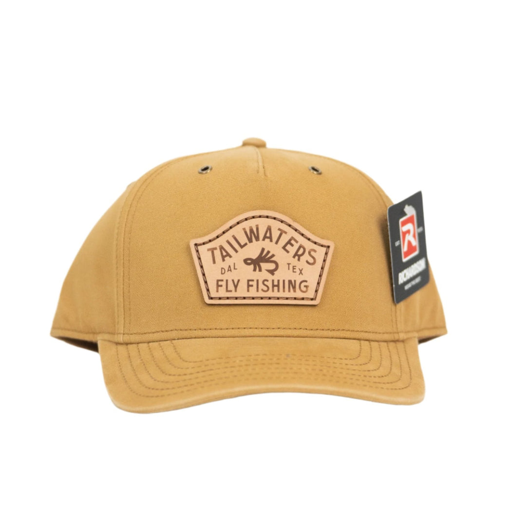Tailwaters Fly Fishing Trout Fly Logo Leather Patch Hat | Tailwaters Fly Fishing