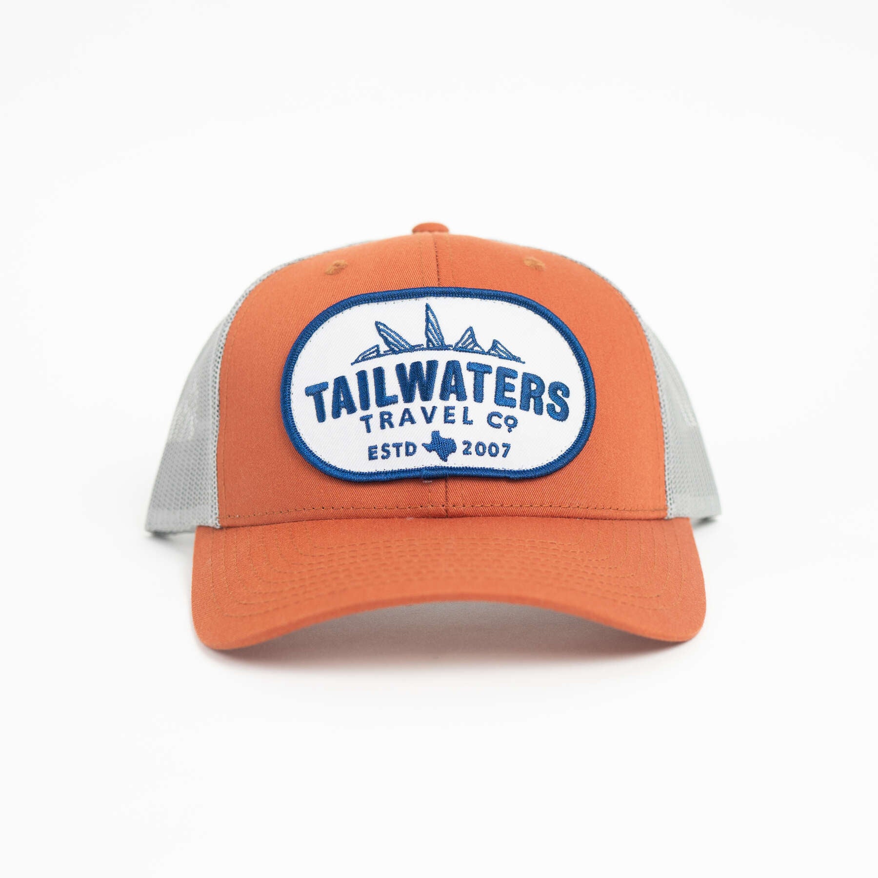 Tailwaters Fly Fishing Blue Travel Trucker Hat