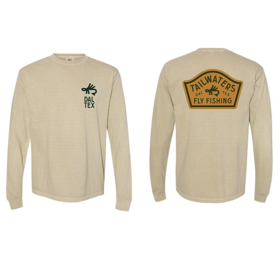 Tailwaters Fly Fishing Trout Fly Border Logo Long Sleeve Shirt
