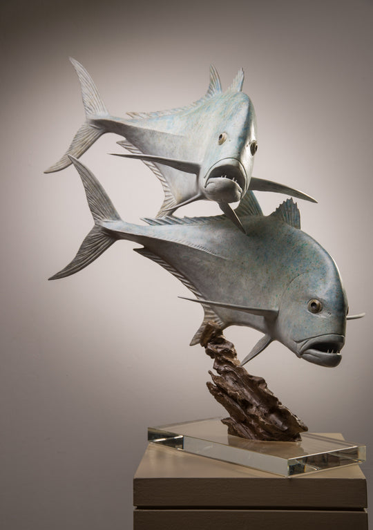 Chris Bladen Giant Trevally Duo Bronze Sculpture