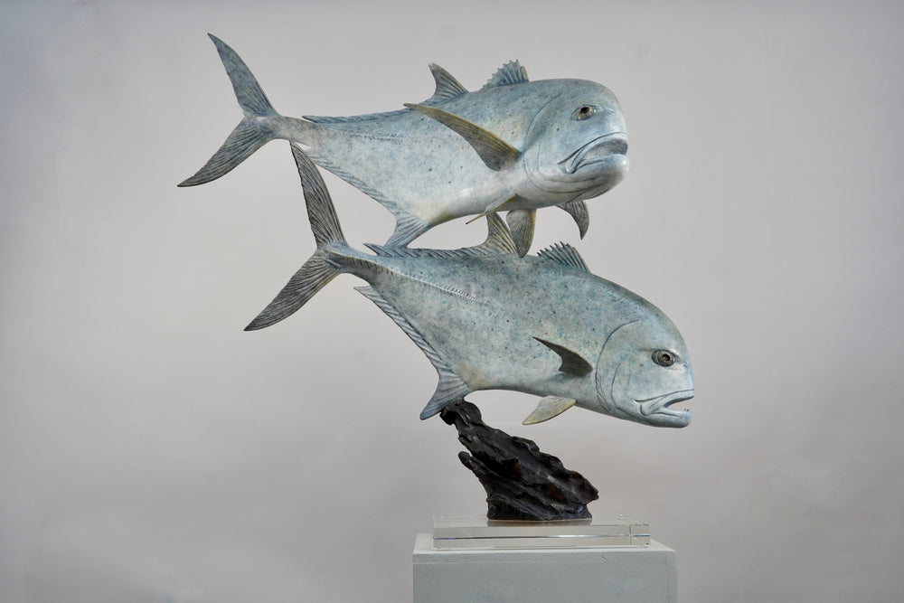 Chris Bladen Giant Trevally Duo Bronze Sculpture