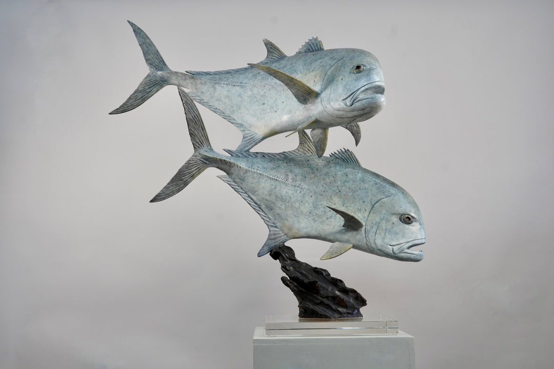 Chris Bladen Giant Trevally Duo Bronze Sculpture