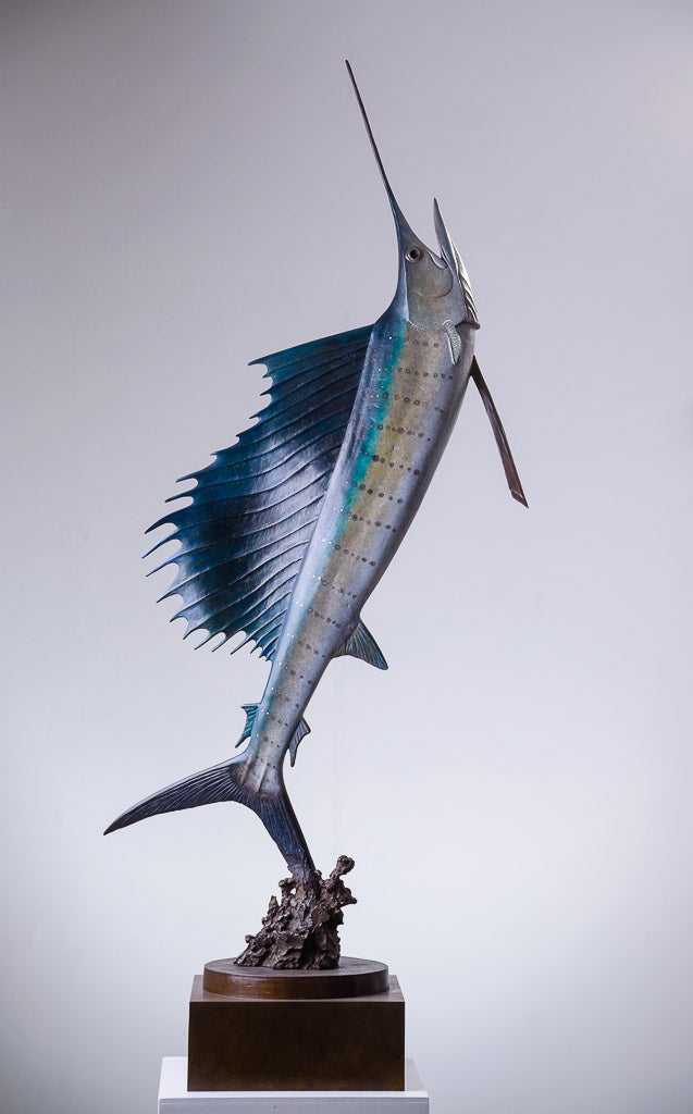 Chris Bladen Leaping Sailfish Bronze Sculpture | Tailwaters Fly Fishing