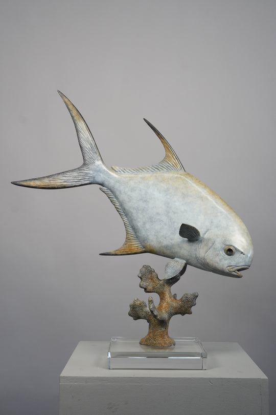 Chris Bladen Permit On Coral II Bronze Sculpture (In Store - Ready to Ship) | Tailwaters Fly Fishing