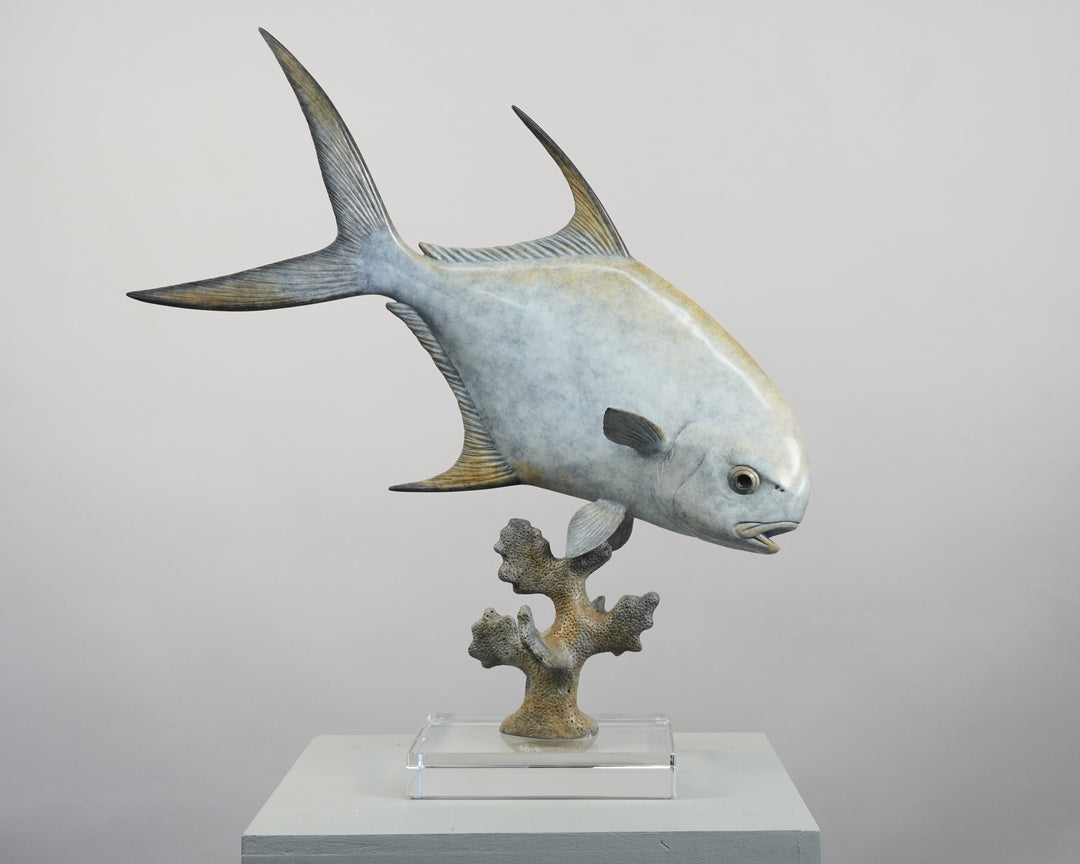 Chris Bladen Permit On Coral II Bronze Sculpture (In Store - Ready to Ship) | Tailwaters Fly Fishing