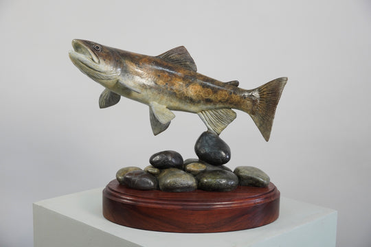 Chris Bladen Trout Over Pebble Bed Bronze Sculpture | Tailwaters Fly Fishing