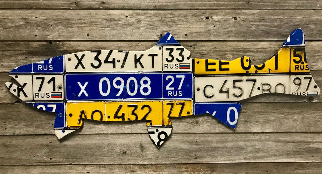 Russian Trout License Plate Art | Tailwaters Fly Fishing