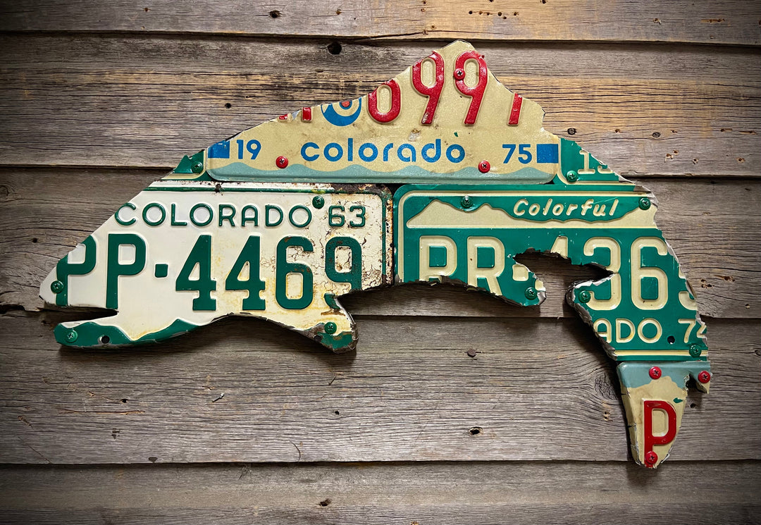 24" Vintage Colorado Trout License Plate Art | Tailwaters Fly Fishing