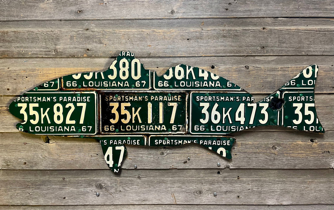 Louisiana Redfish Antique License Plate Art | Tailwaters Fly Fishing