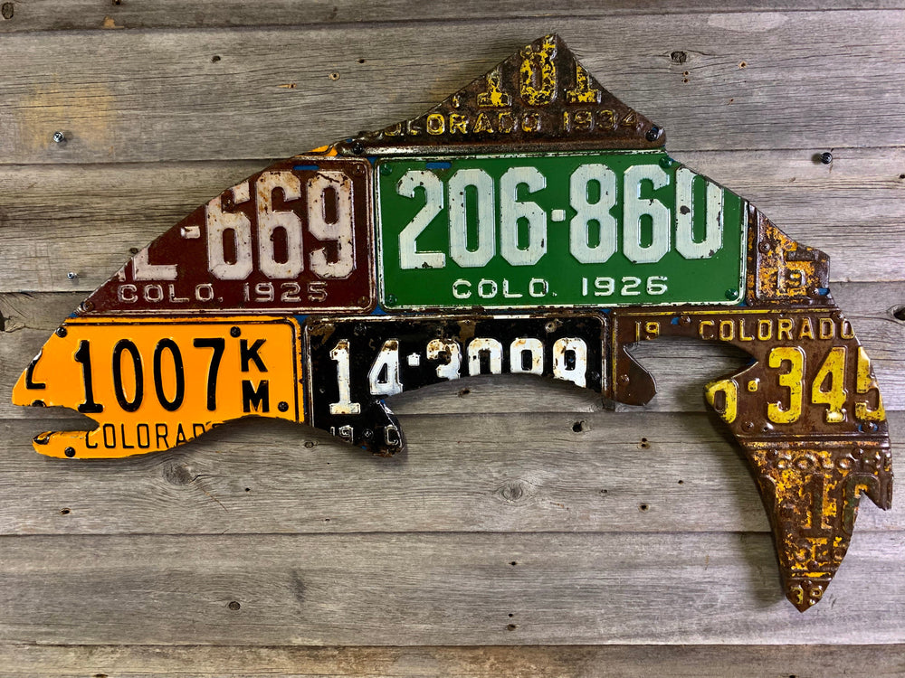 Colorado Antique Trout License Plate Art | Tailwaters Fly Fishing