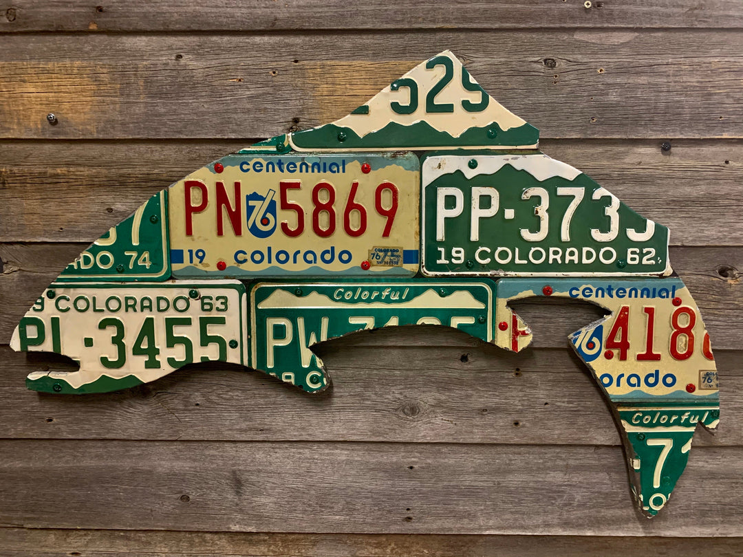 Colorado Vintage Trout License Plate Art | Tailwaters Fly Fishing