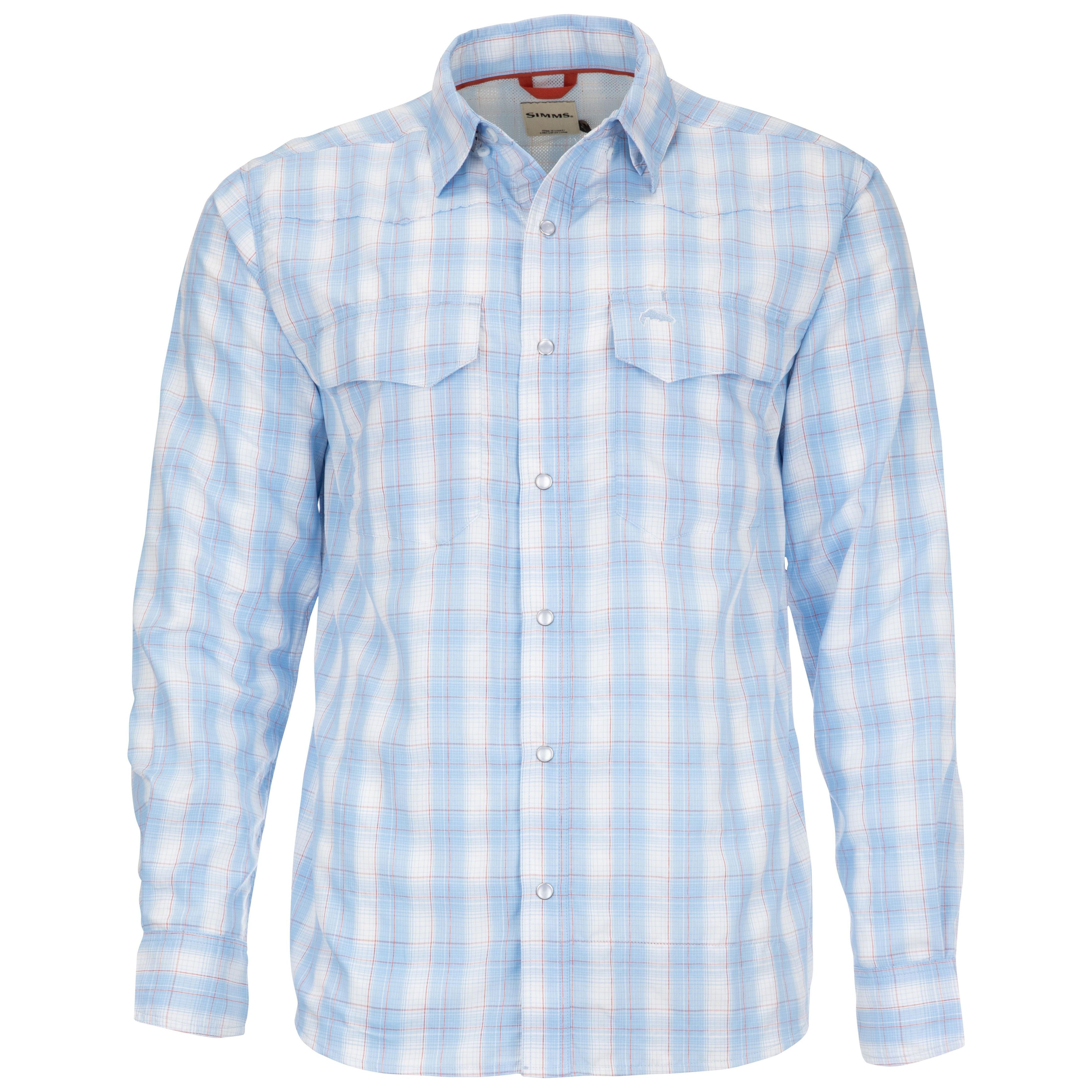 Simms Big Sky LS Shirt Sky / Flame Plaid Image 01