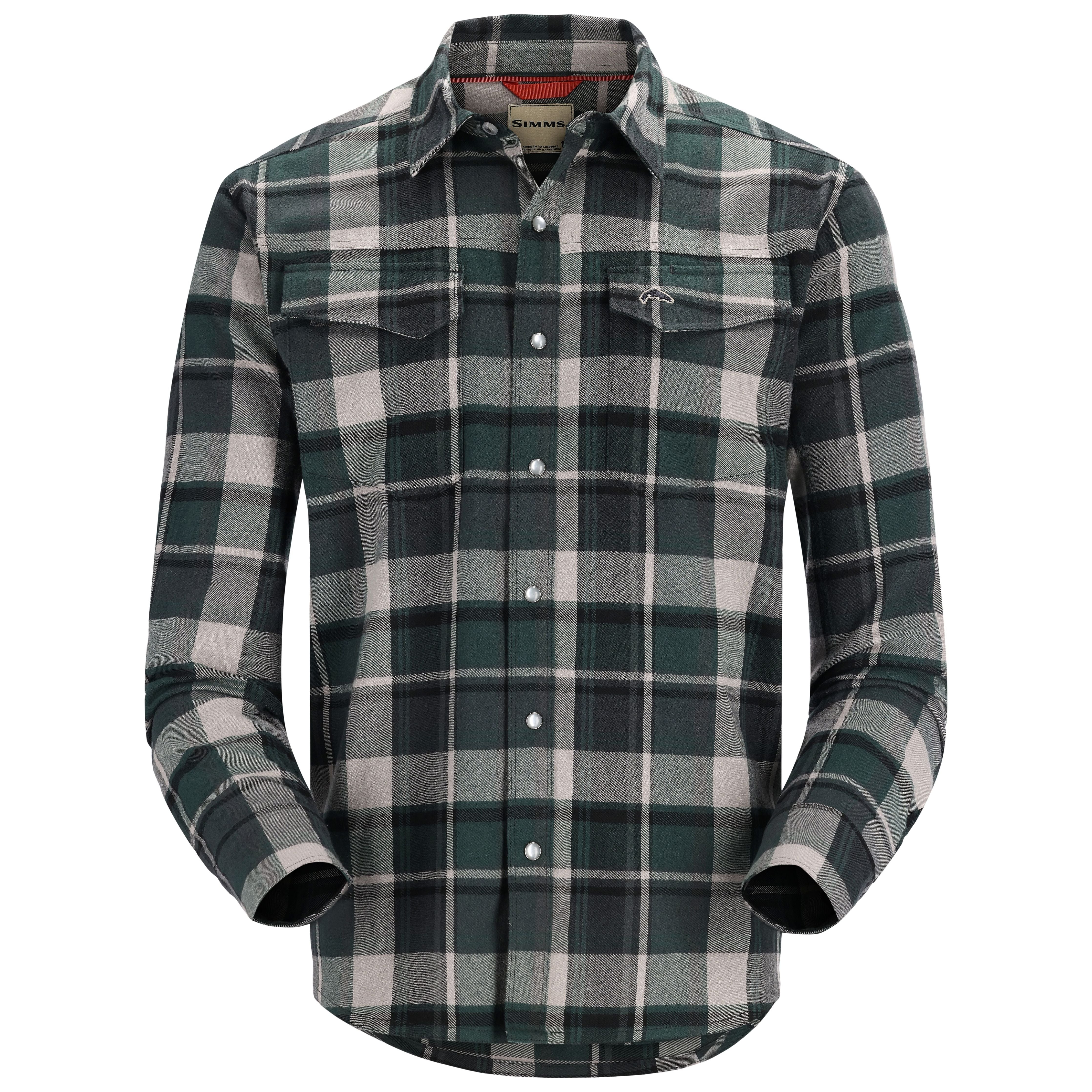 Simms Gallatin Flannel LS Shirt Forest / Carbon Woodsman Plaid Image 01