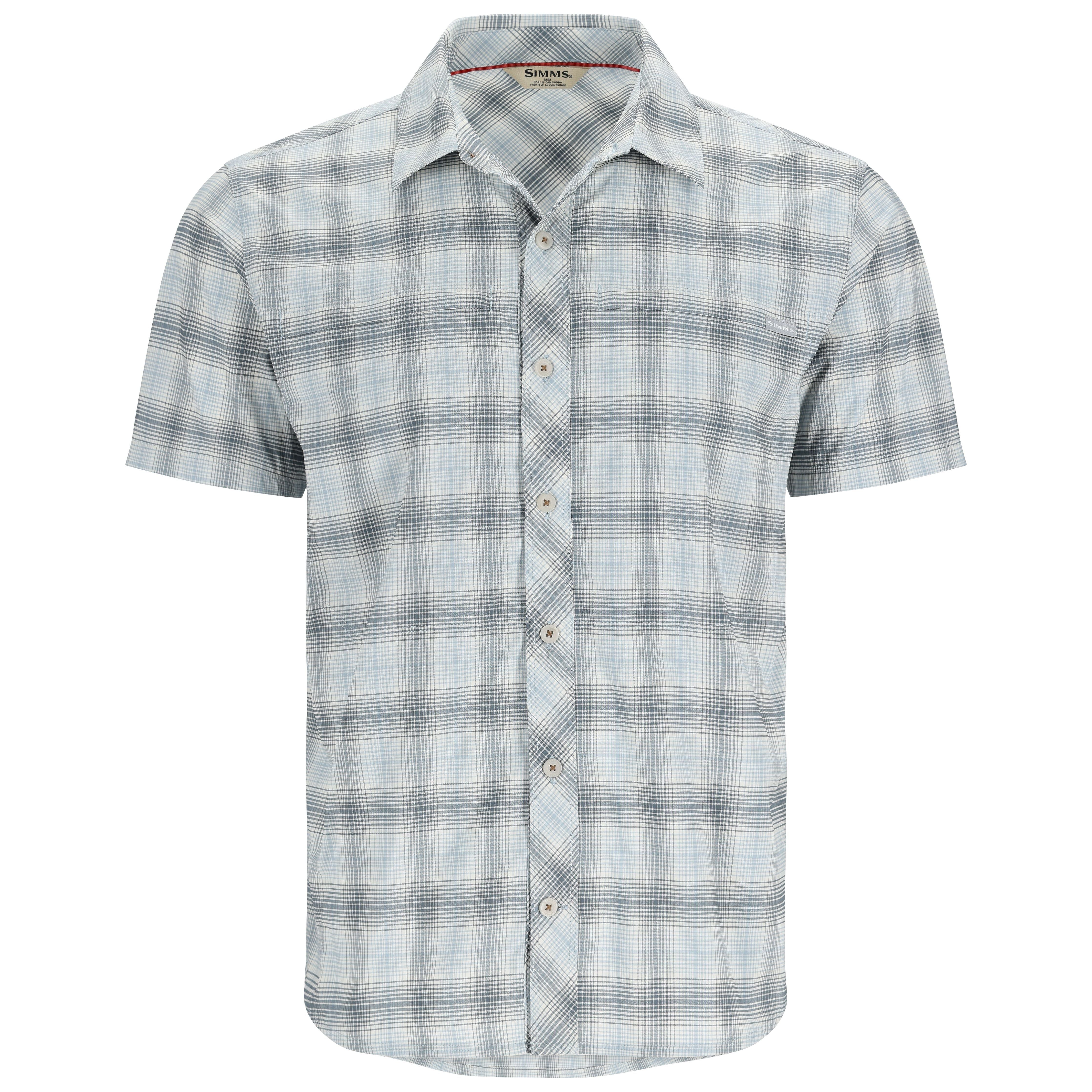 Simms Stone Cold SS Shirt Steel Blue/Storm Ombre Plaid Image 01