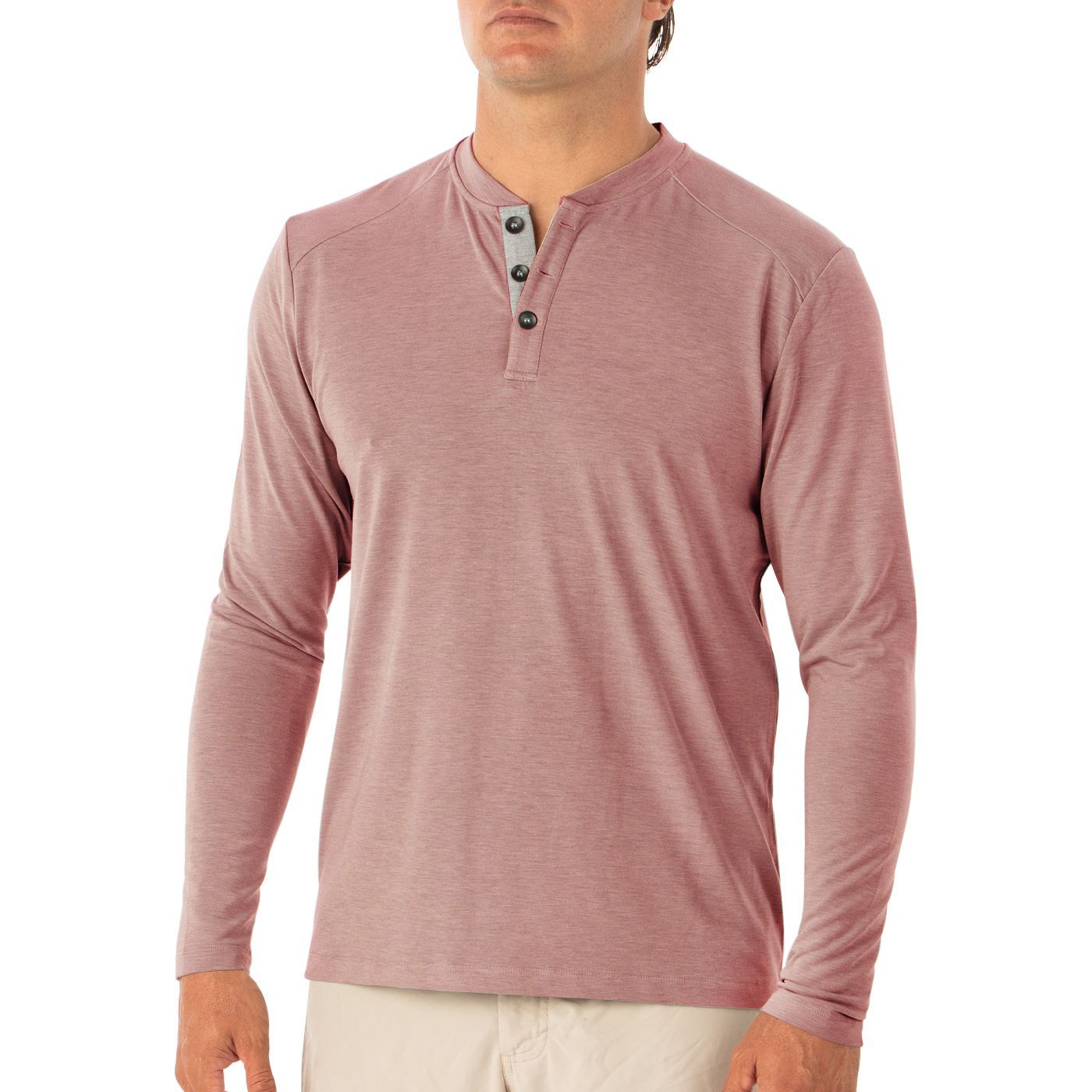 Free Fly Bamboo Flex Henley Heather Brick Image 1