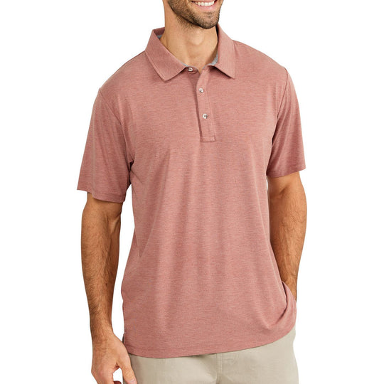 Free Fly Bamboo Flex Polo Heather Brick Image 1