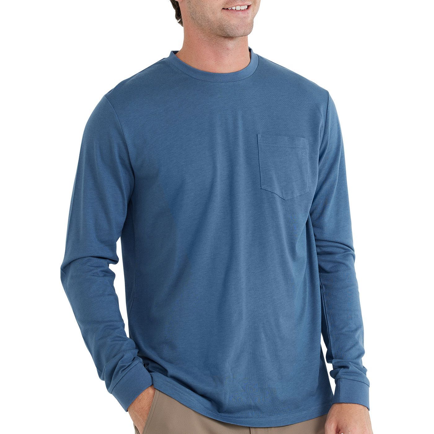 Free Fly Bamboo Heritage Pocket Long Sleeve Heron Blue Image 1