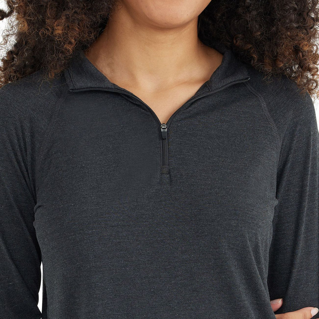 Free Fly Women's Bamboo Flex Quarter Zip Heather Black Image 3