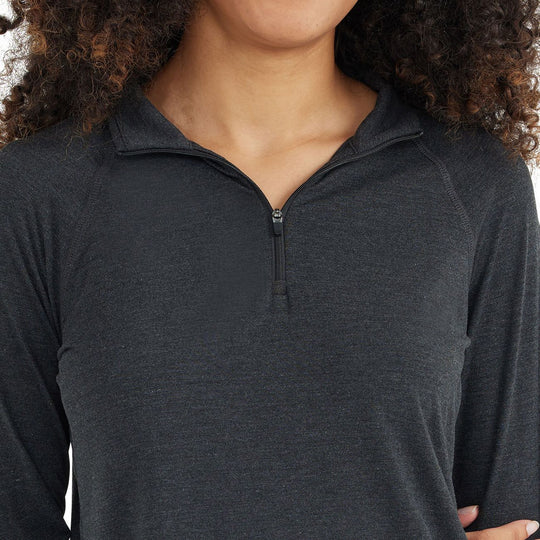 Free Fly Women's Bamboo Flex Quarter Zip Heather Black Image 3