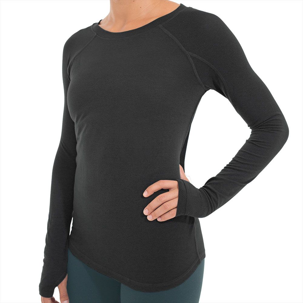 Free Fly Women's Bamboo Shade Long Sleeve Heather Black Image 1