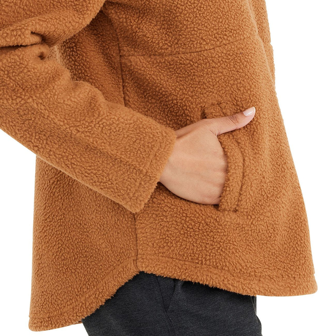 Free Fly Women's Bamboo Sherpa Fleece Half Zip Camel Image 3