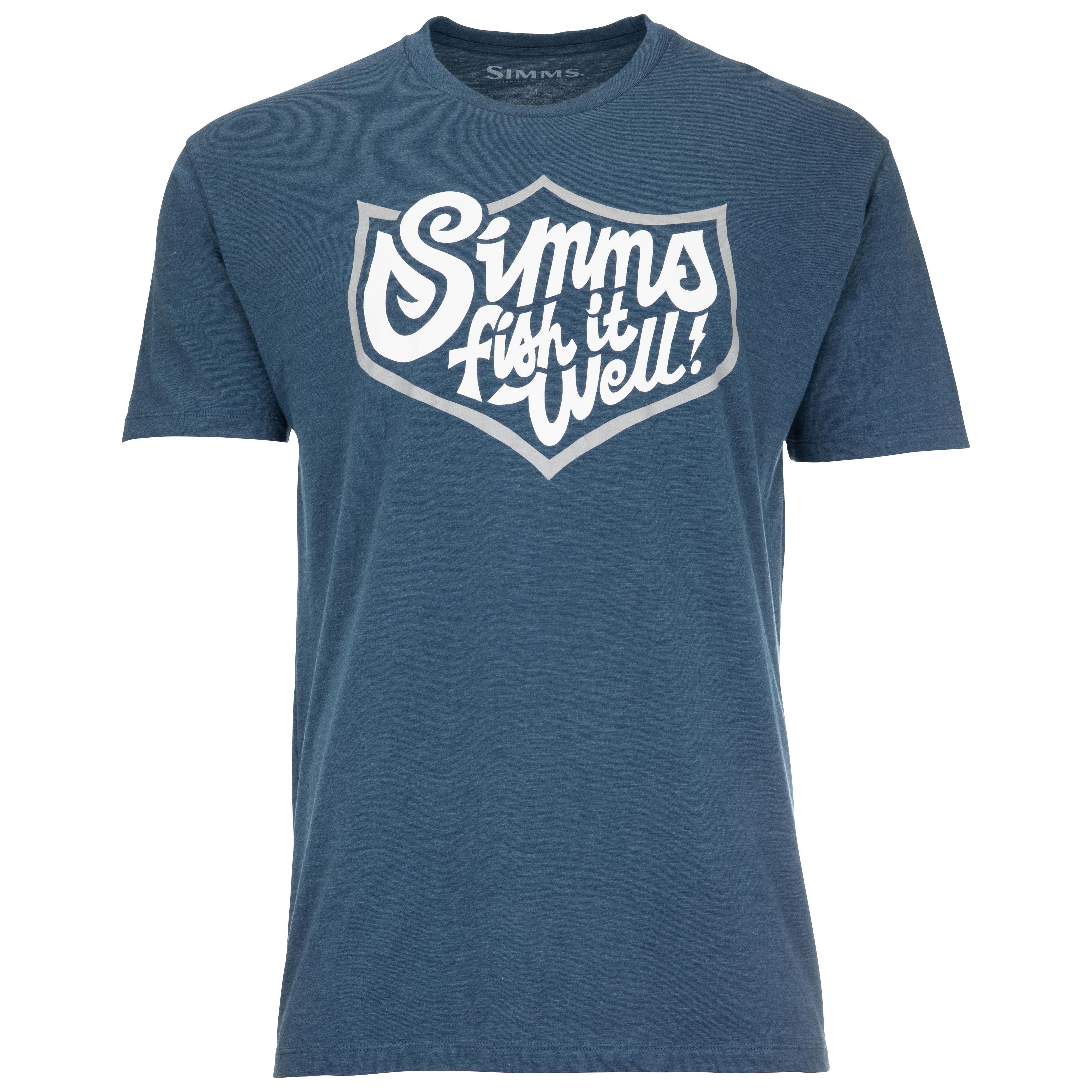 Simms Fish It Well Badge T-Shirt Sailor Blue Heather Image 01