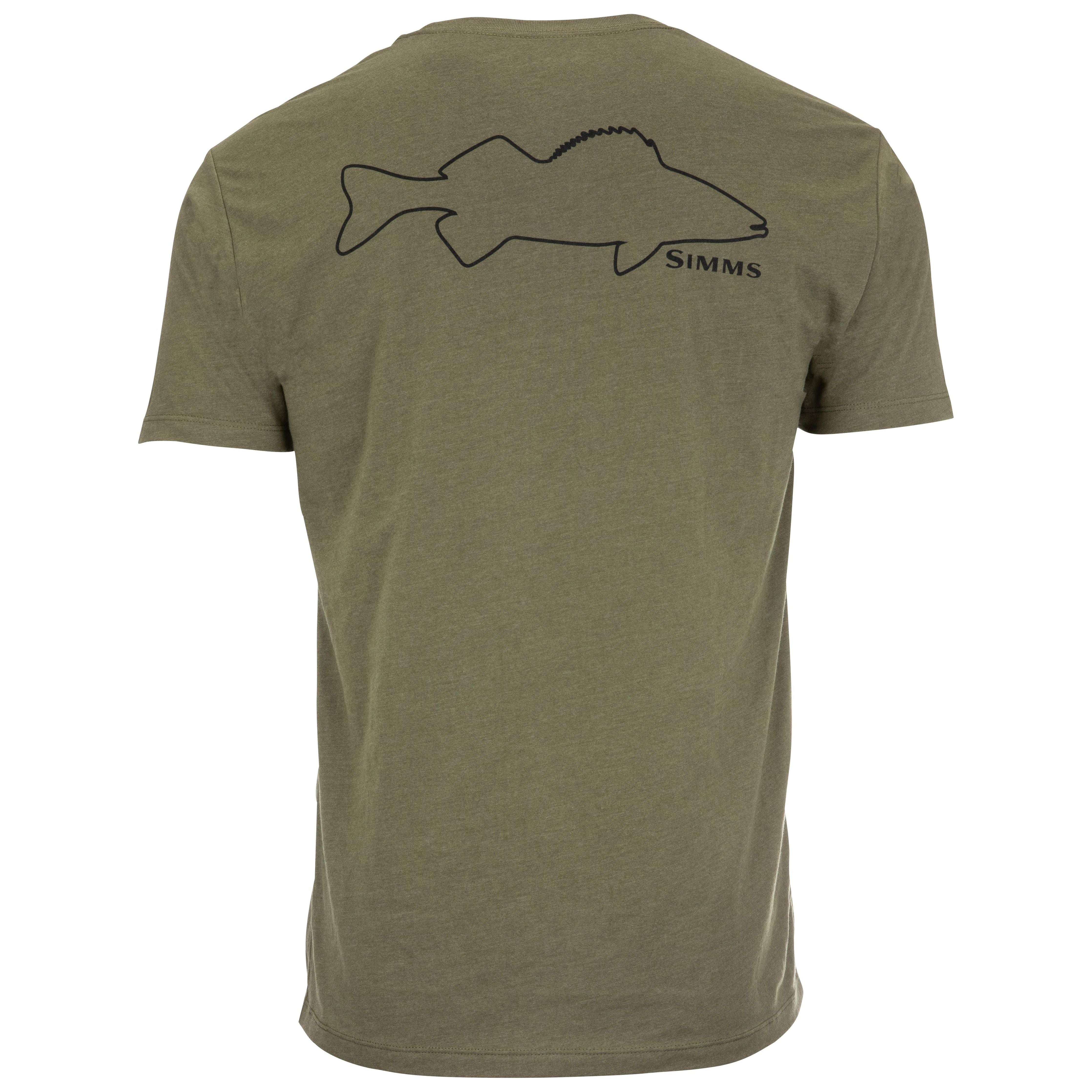 Simms Walleye Outline T-Shirt Military Heather Image 01