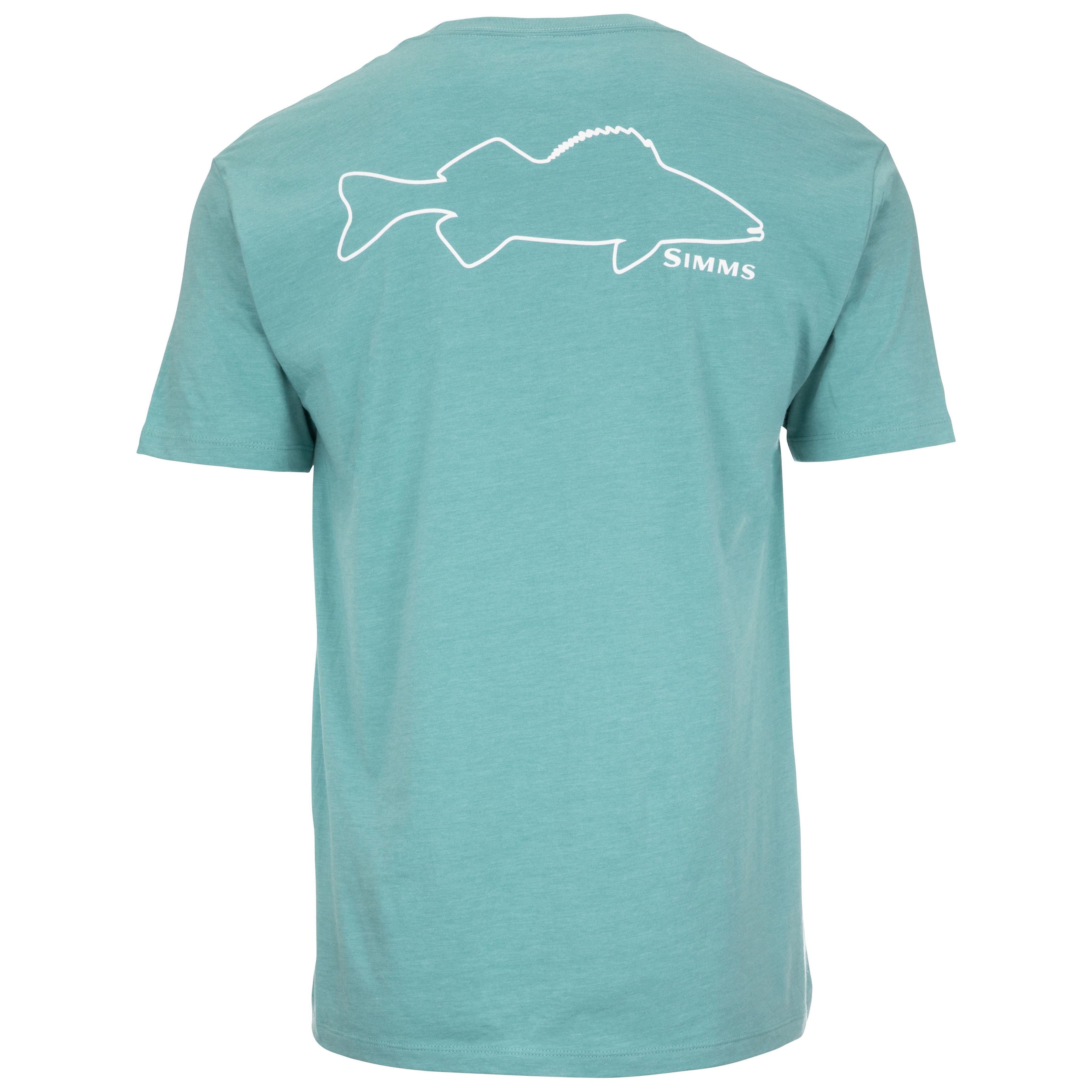 Simms Walleye Outline T-Shirt Oil Blue Heather Image 01