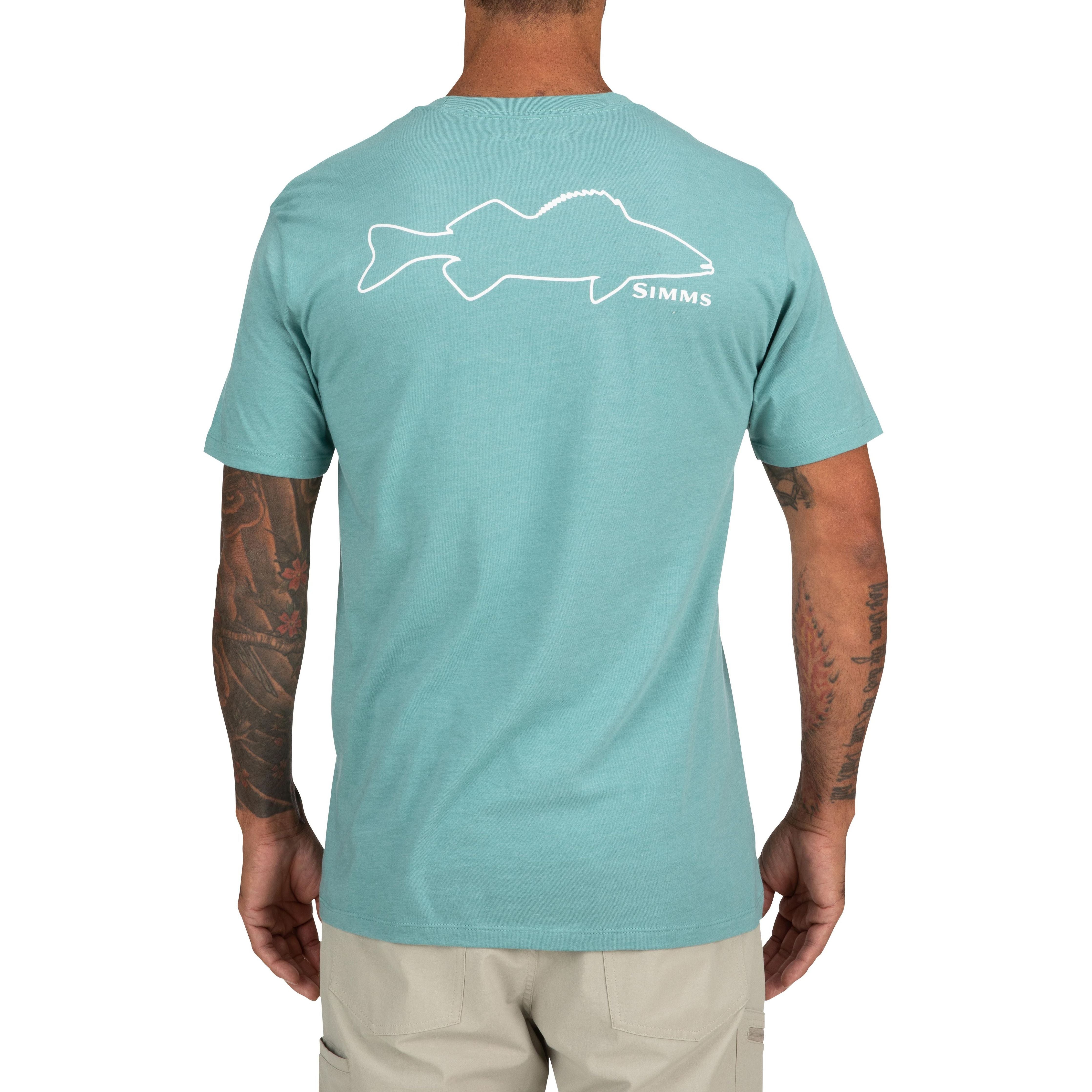 Simms Walleye Outline T-Shirt Oil Blue Heather Image 02