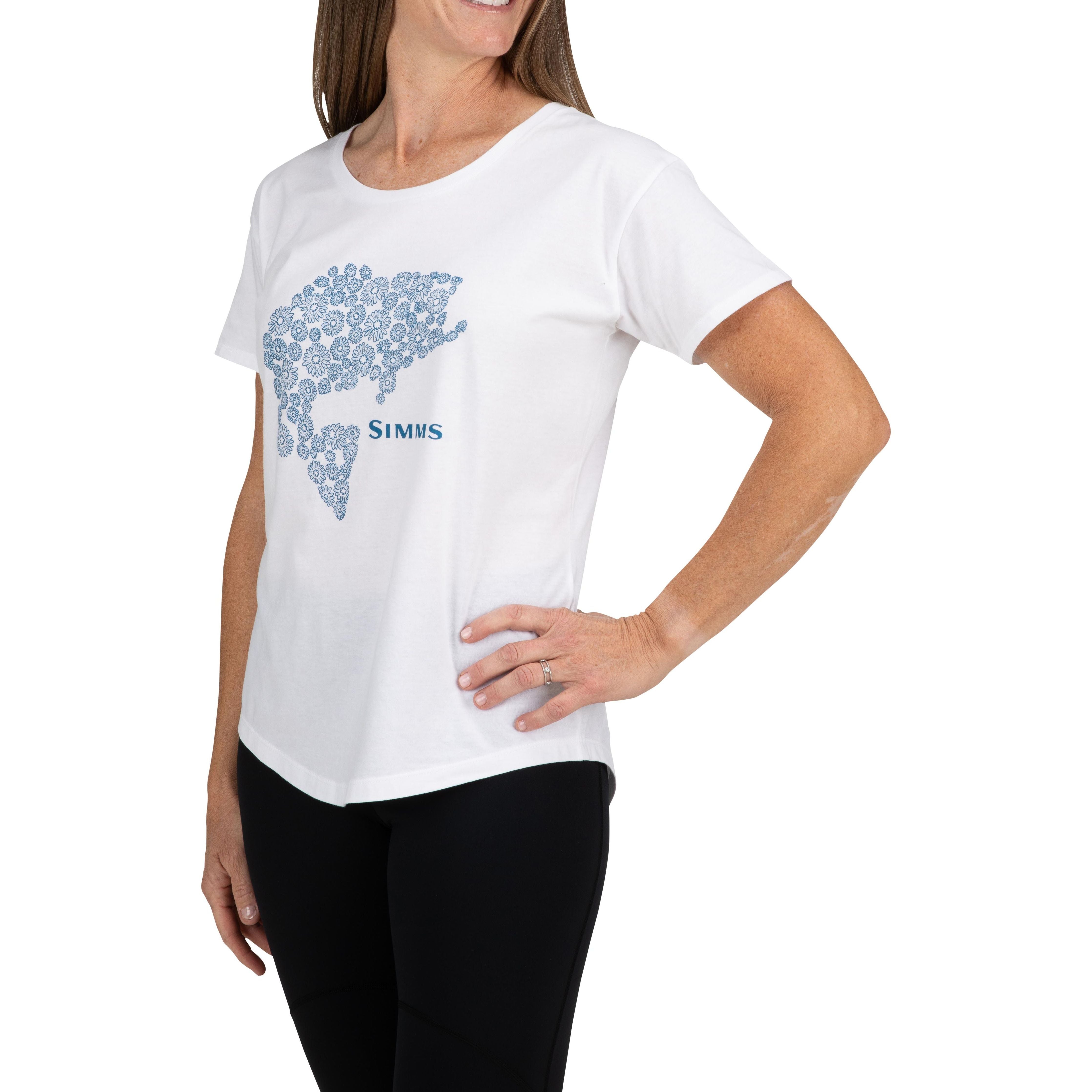 Simms Women's Floral Bass T-shirt White Image 02