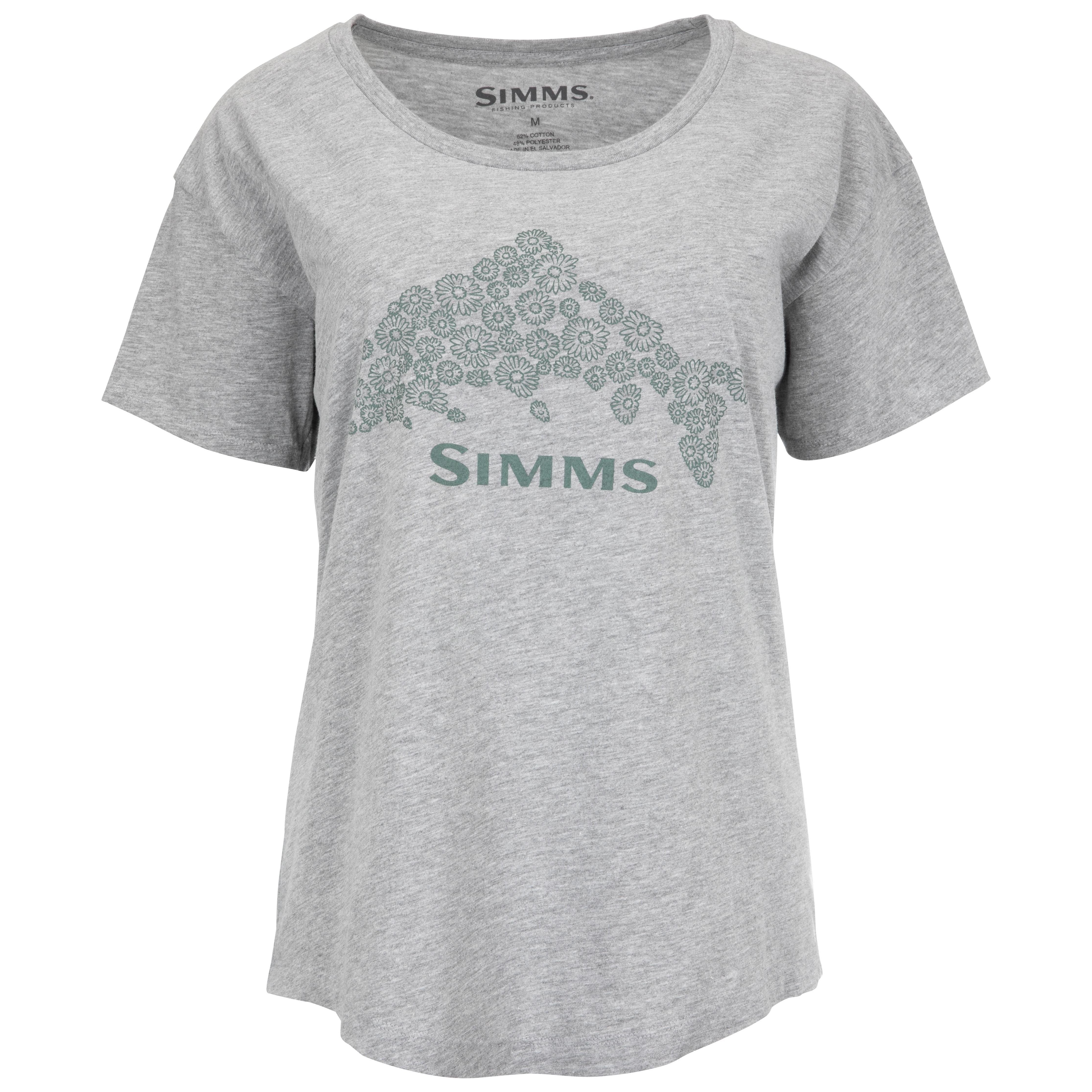 Simms Women's Floral Trout T-Shirt Grey Heather Image 01