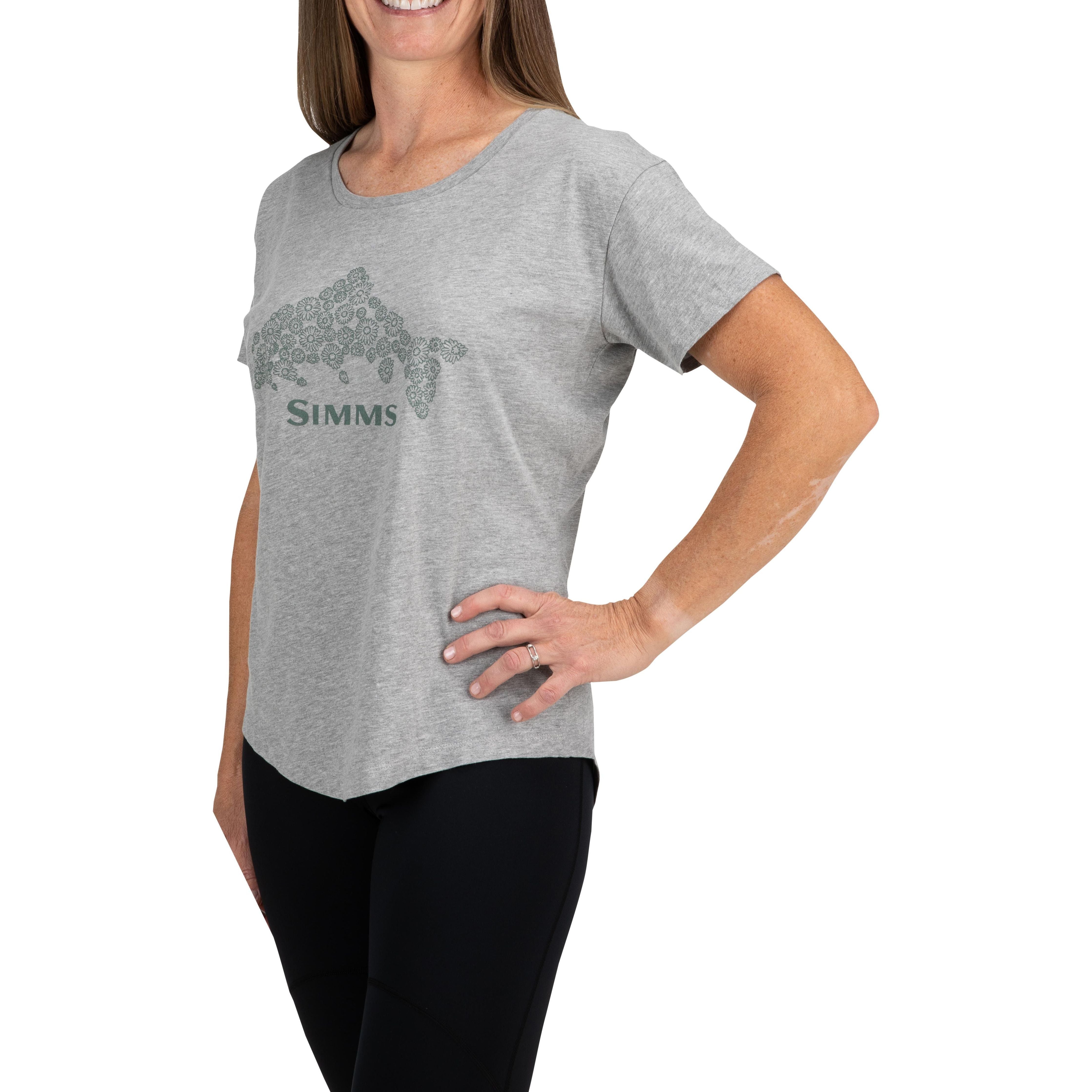 Simms Women's Floral Trout T-Shirt Grey Heather Image 02