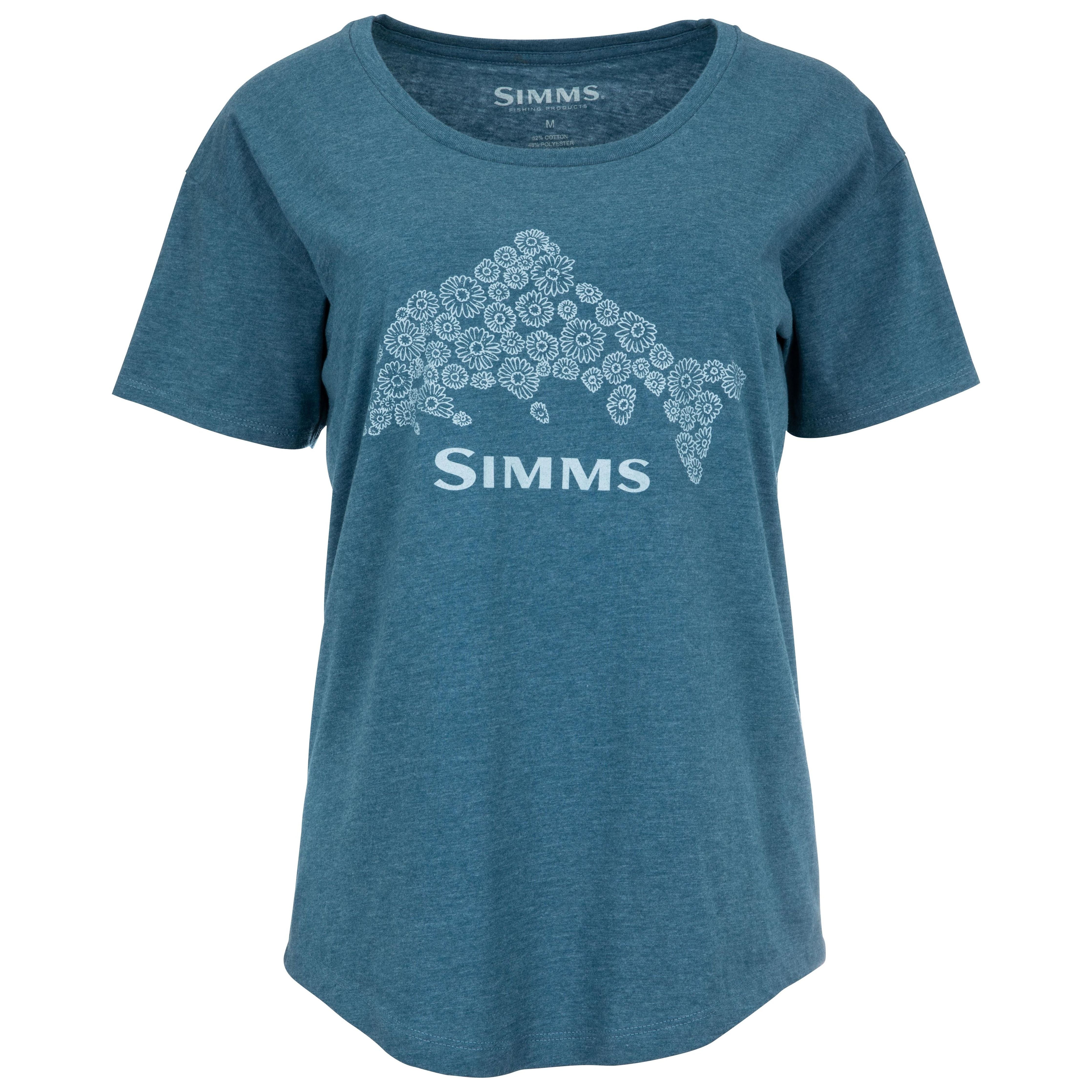 Simms Women's Floral Trout T-Shirt Steel Blue Heather Image 01