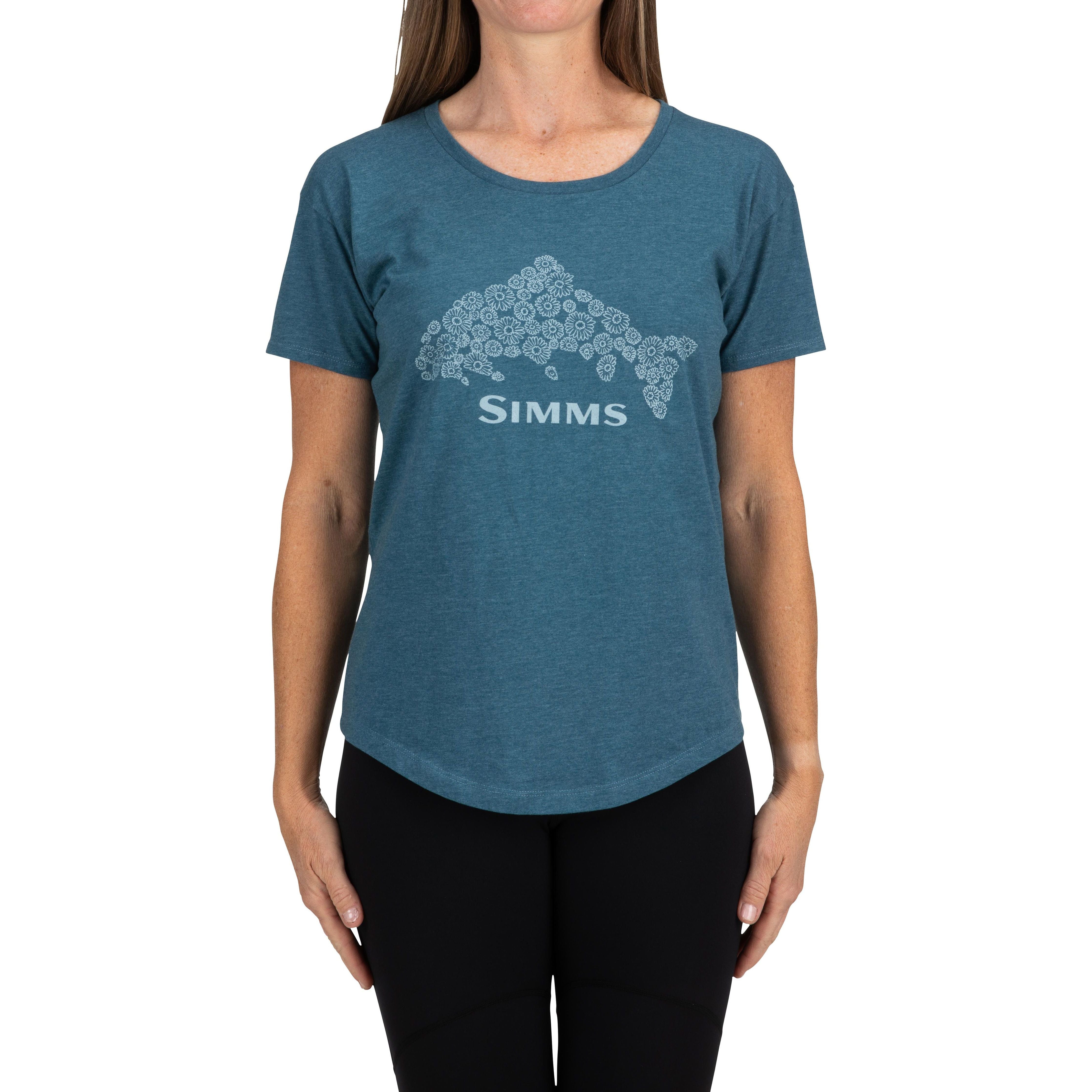 Simms Women's Floral Trout T-Shirt Steel Blue Heather Image 02