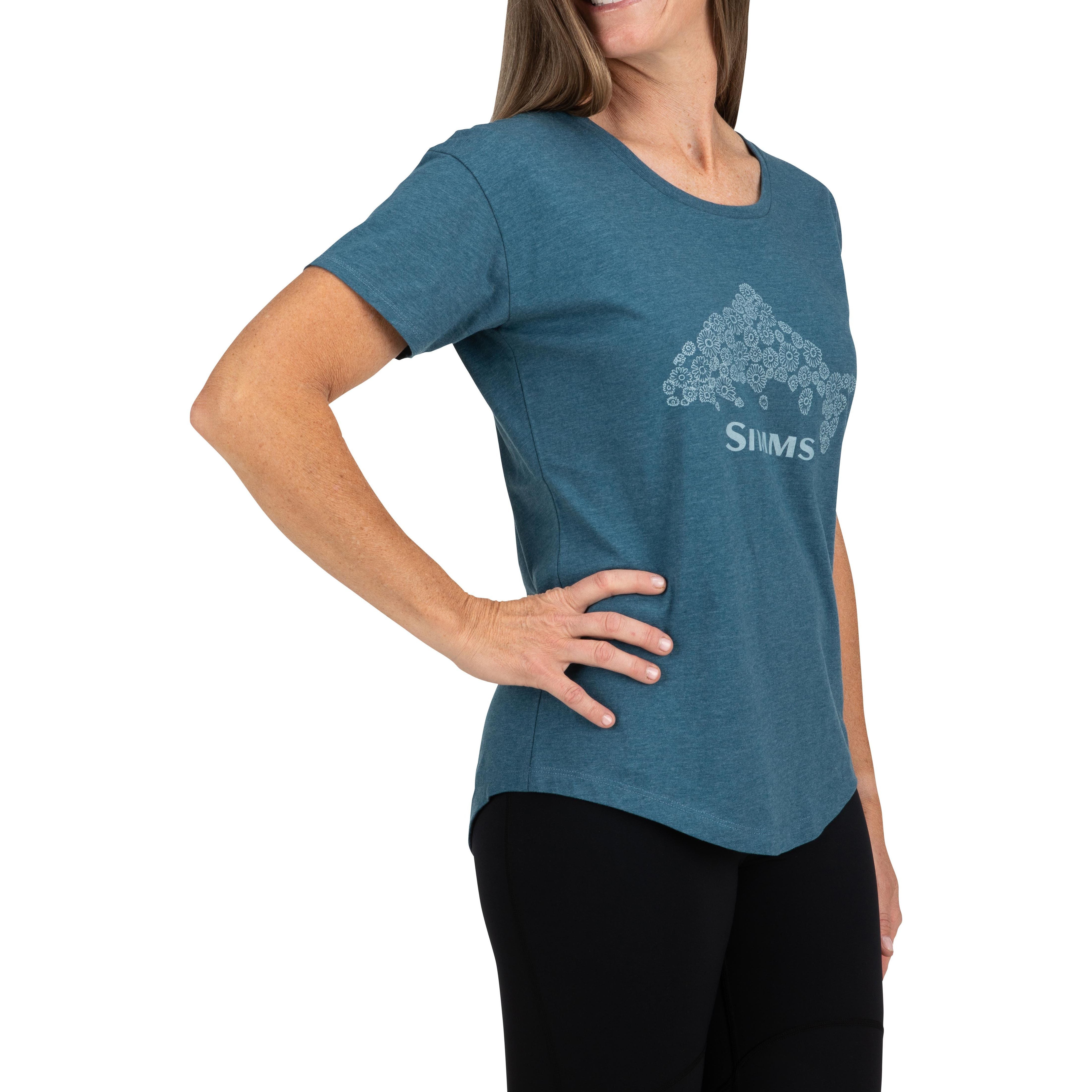 Simms Women's Floral Trout T-Shirt Steel Blue Heather Image 03