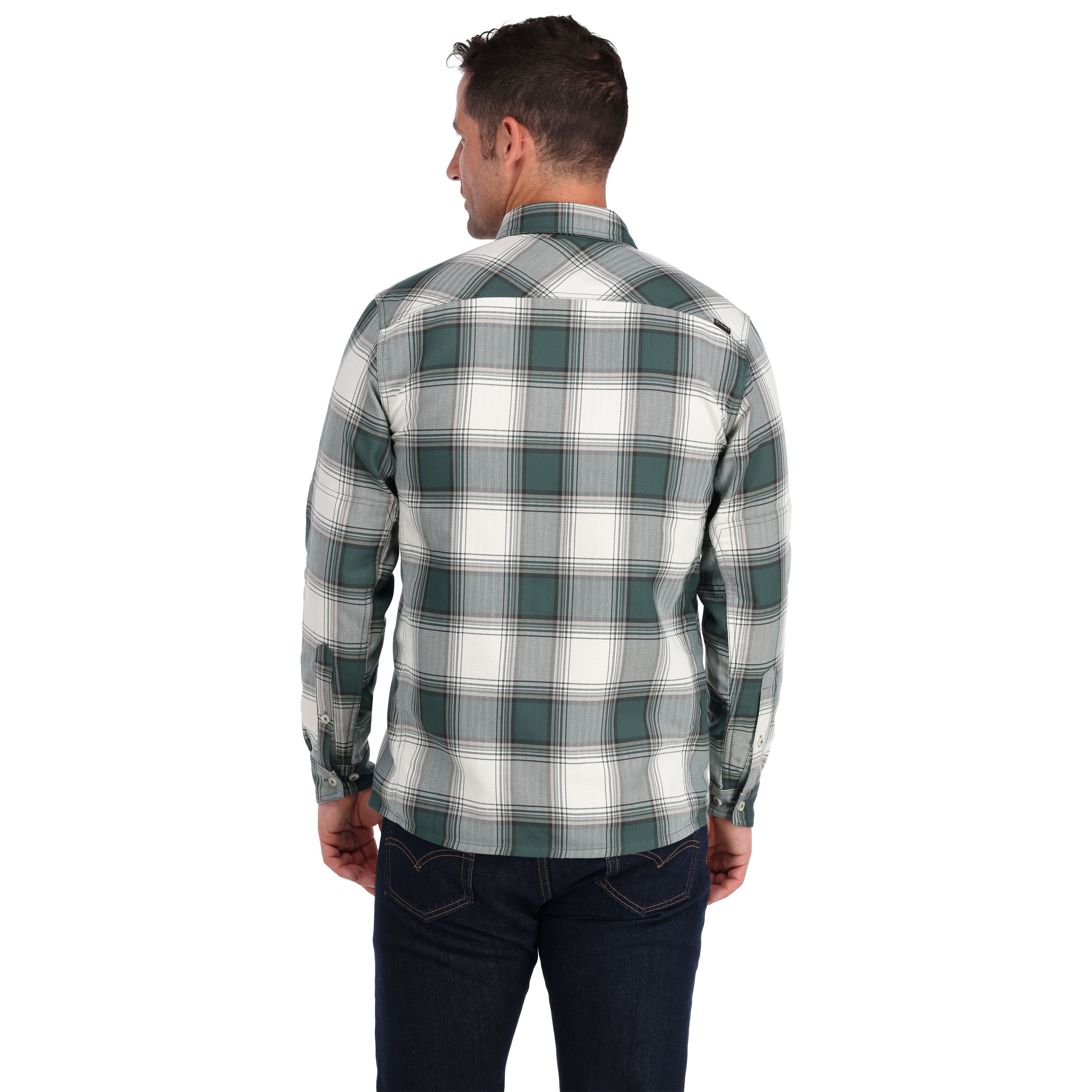 Simms Guide Flannel LS Shirt Forest / White Dimensional Buffalo Image 03