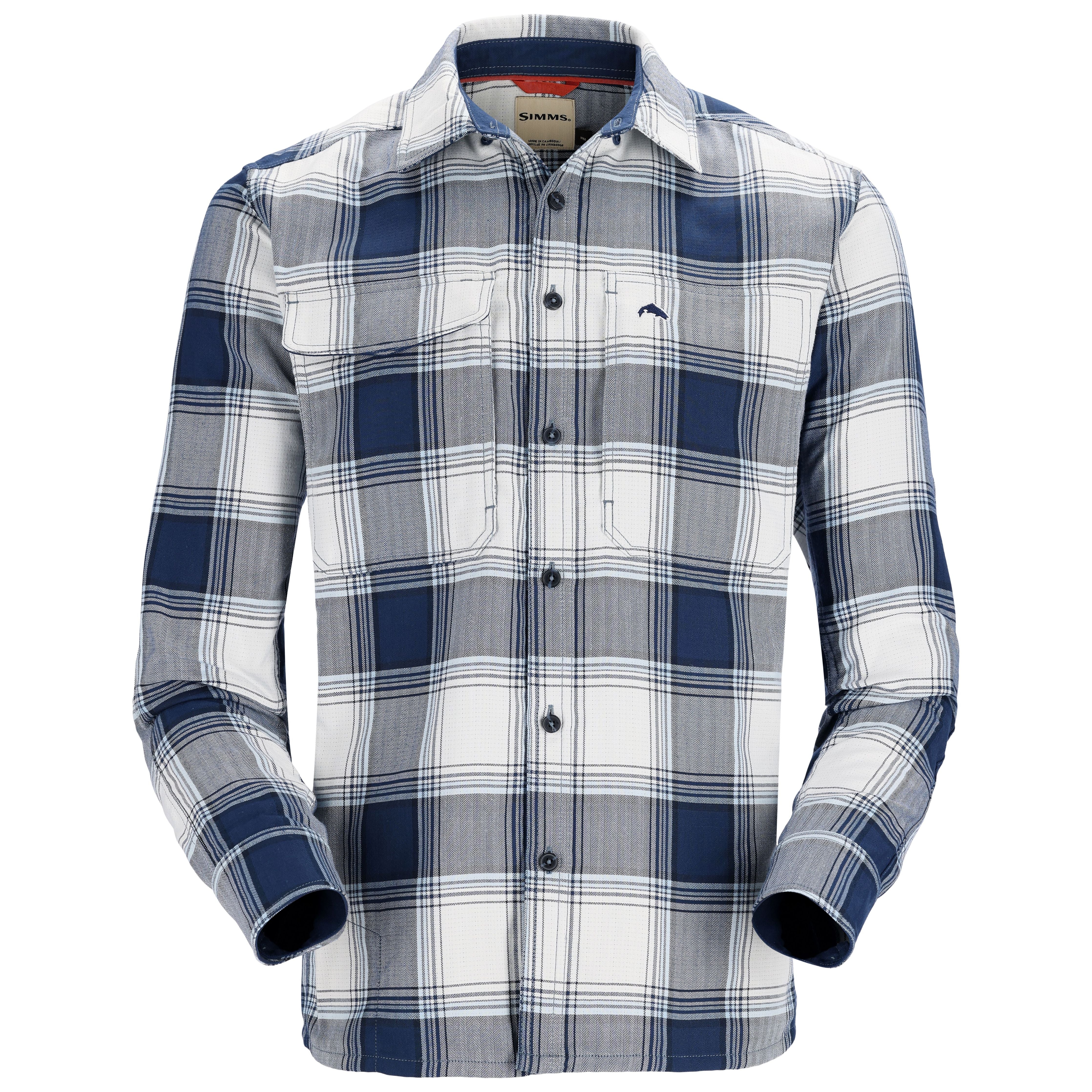 Simms Guide Flannel LS Shirt Navy / White Dimensional Buffalo Image 01