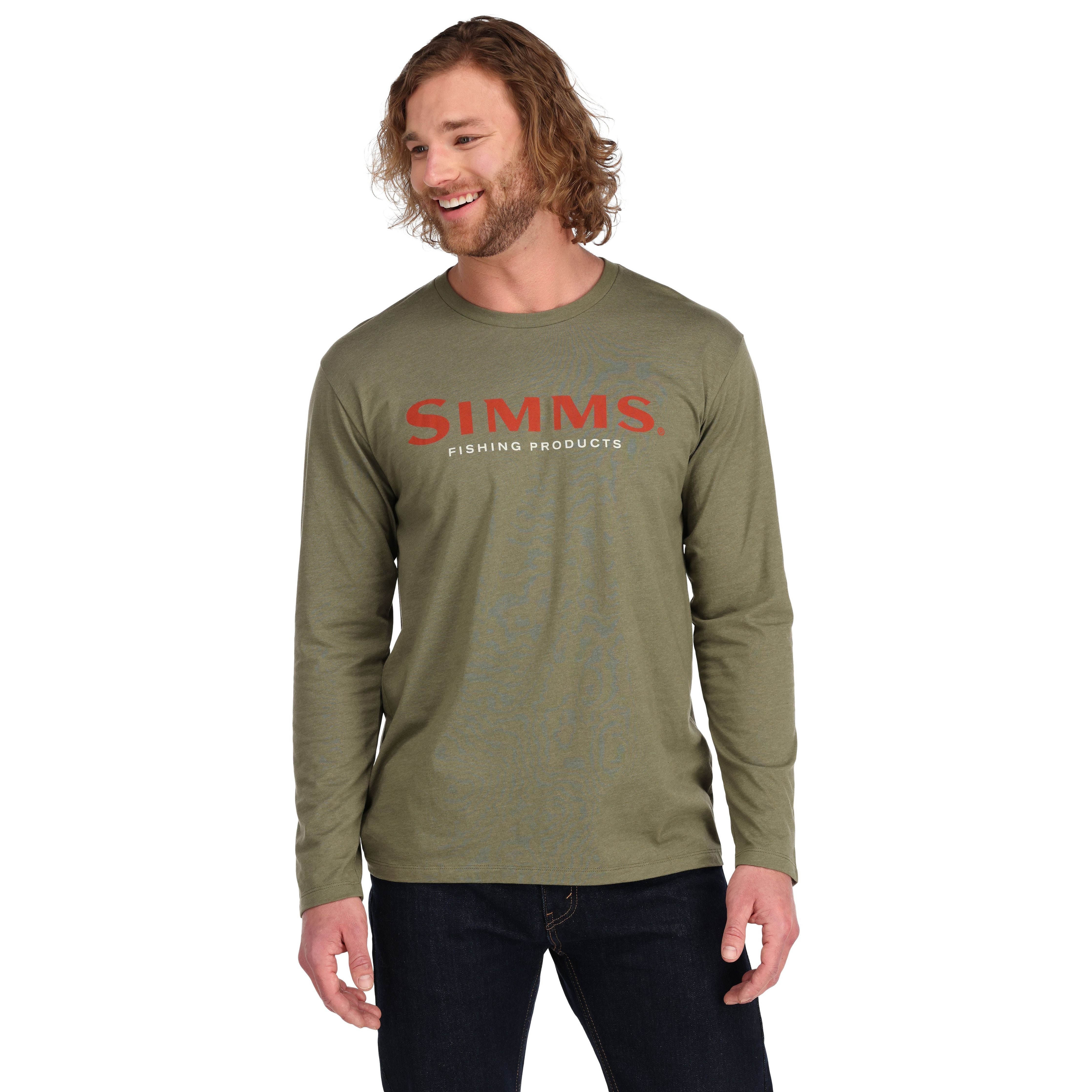 Simms Logo LS T-Shirt Military Heather Image 02