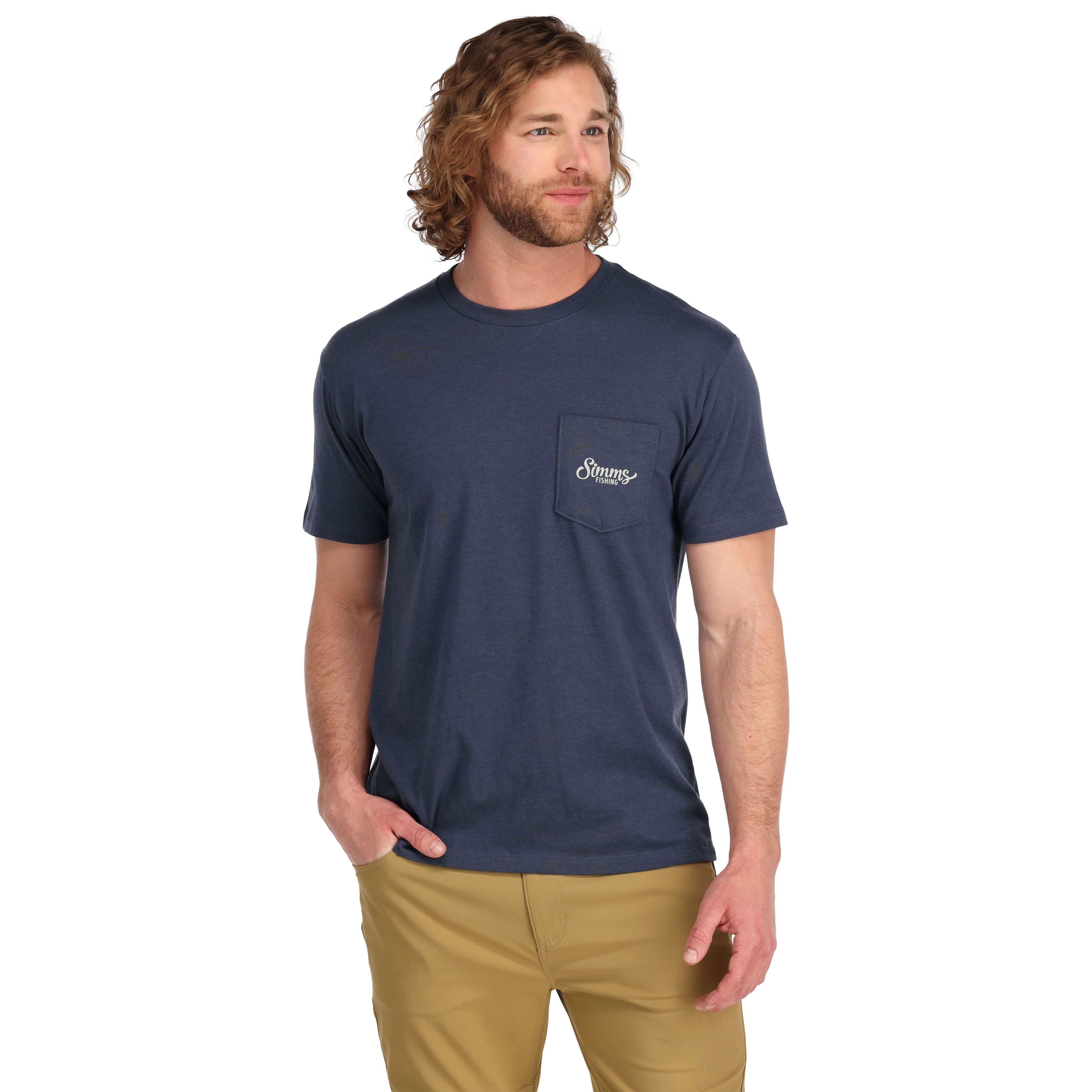 Simms Two Tone SS Pocket Tee Navy Heather Image 03
