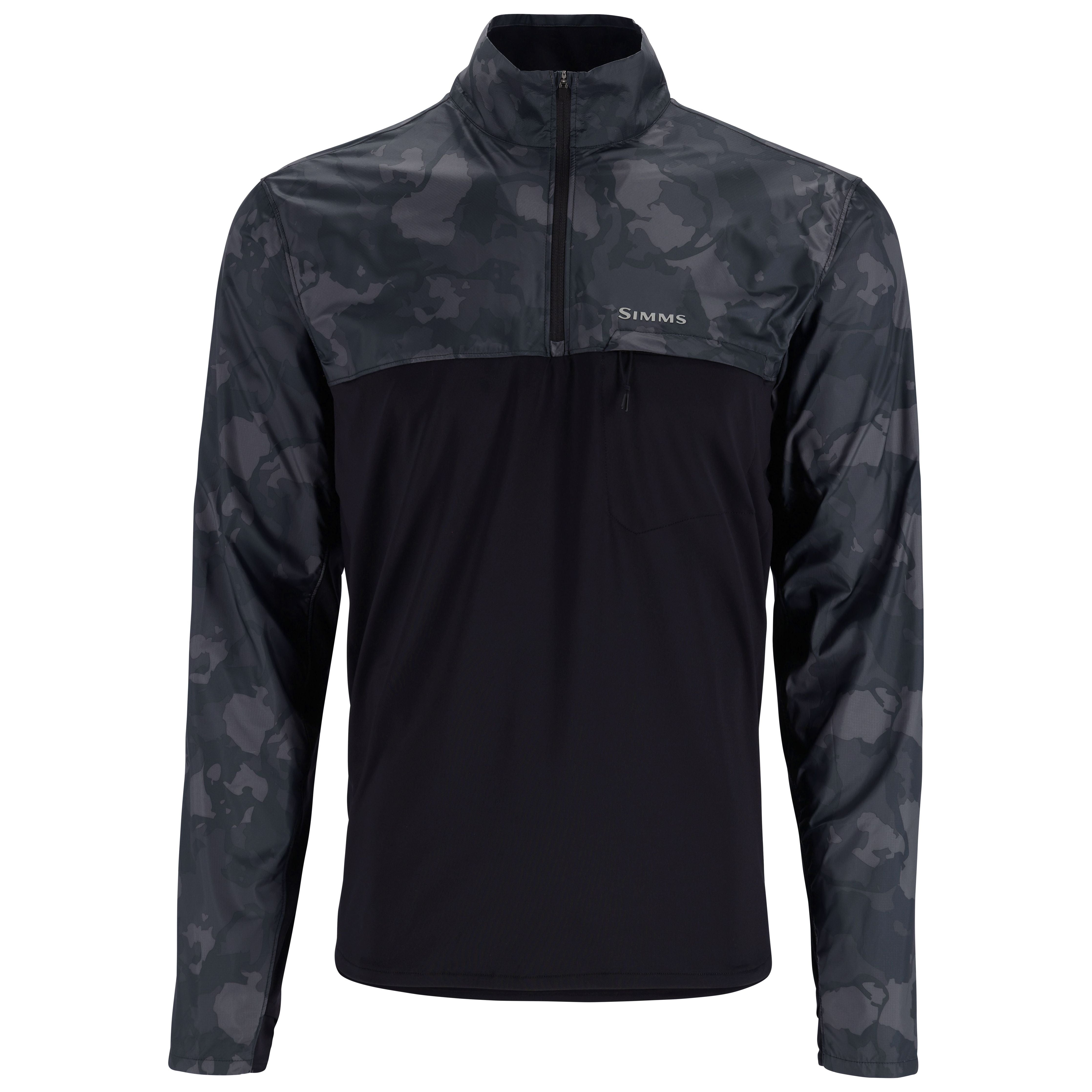 Simms SolarFlex Wind Half Zip Shirt Black/Regiment Camo Carbon Image 01