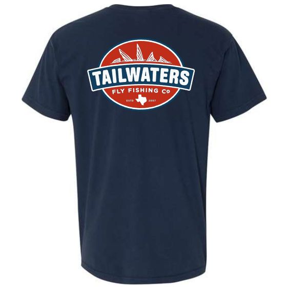 Tailwaters Fly Fishing Classic Logo Short Sleeve T-Shirt Navy Image 01