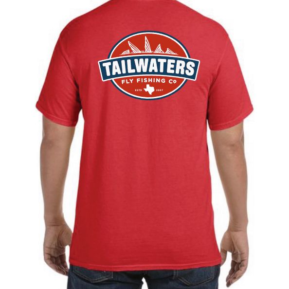 Tailwaters Fly Fishing Classic Logo Short Sleeve T-Shirt Red Image 01
