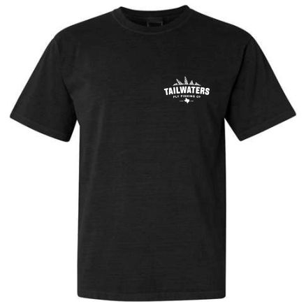 Tailwaters Fly Fishing Stealy Logo Short Sleeve T-Shirt Black Image 02