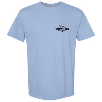 Tailwaters Fly Fishing Tails Logo Short Sleeve T-Shirt Washed Denim Image 02